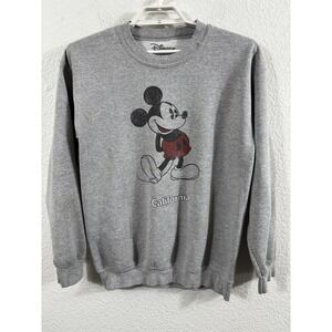 Disney Sweatshirt Mens Medium Gray Mickey Mouse California Graphic Pullover